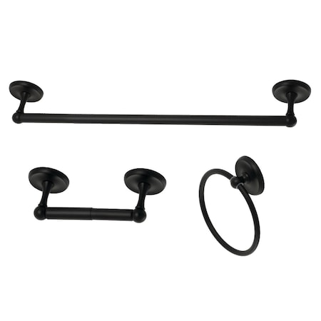 Kingston Brass BAK31248MB Victorian 3-Piece Bathroom Accessory Set, Matte Black BAK31248MB